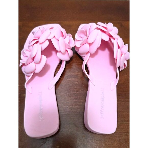 Jeffrey Campbell Fleuris Jelly Thong Flip Flop Pink Flower Slide Sandals Size 9 - Picture 3 of 7